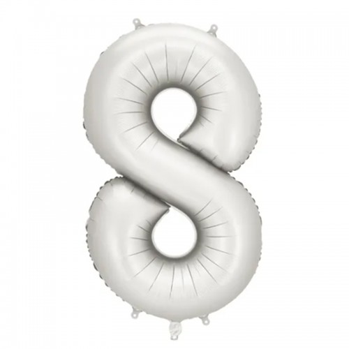 Balão Número 8 Prateado Mate